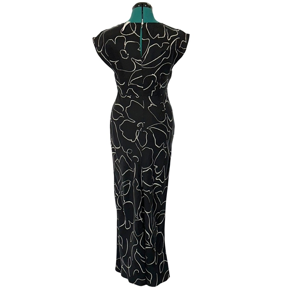 Madewell Marianna V-Neck Cupro Blend Maxi Dress Black White Floral Size 2 NEW - Picture 4 of 10